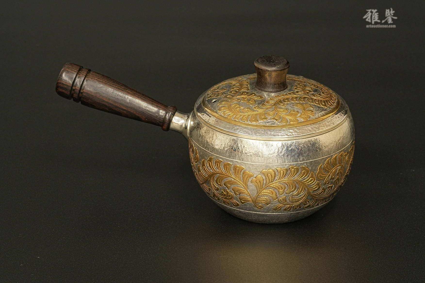 纯银 净益造 唐草纹急须